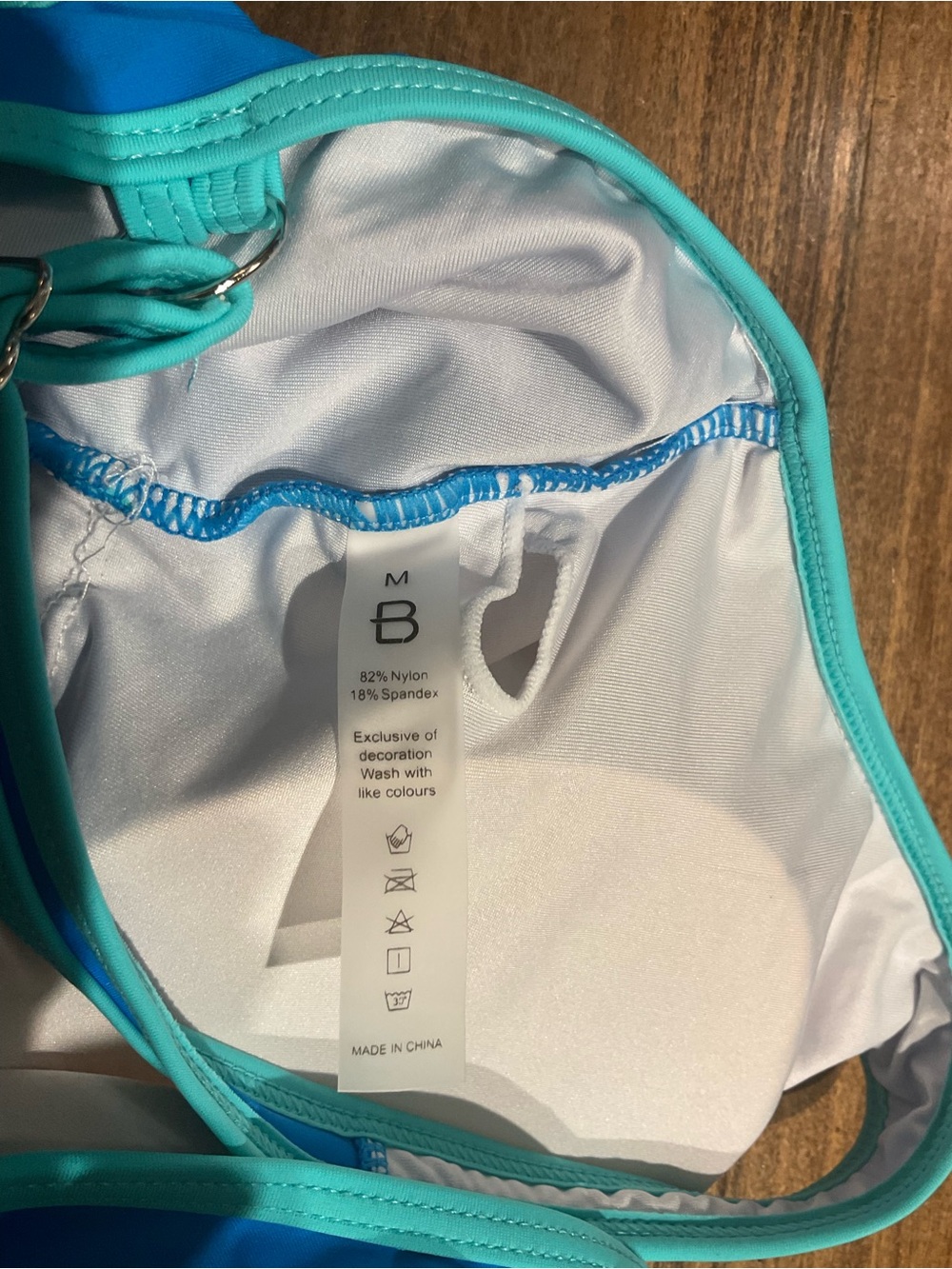 Women’s Blue Contrast-Trim Swim Top - Picture 6 of 6